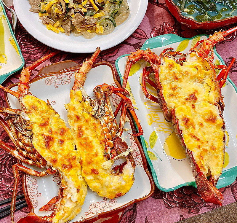 món ăn từ tôm hùm tre đông lạnh