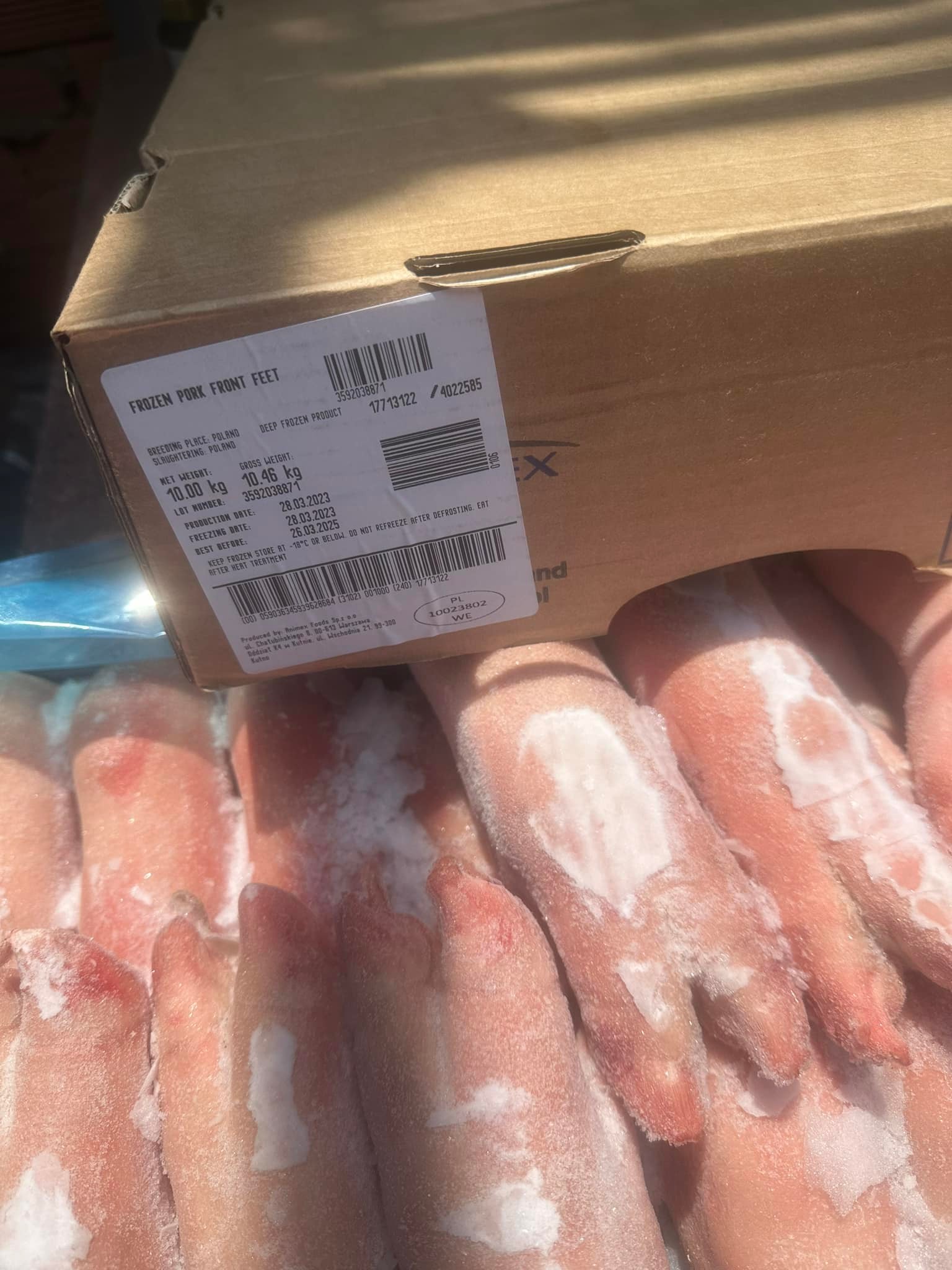 móng heo animex nhập khẩu ba lan