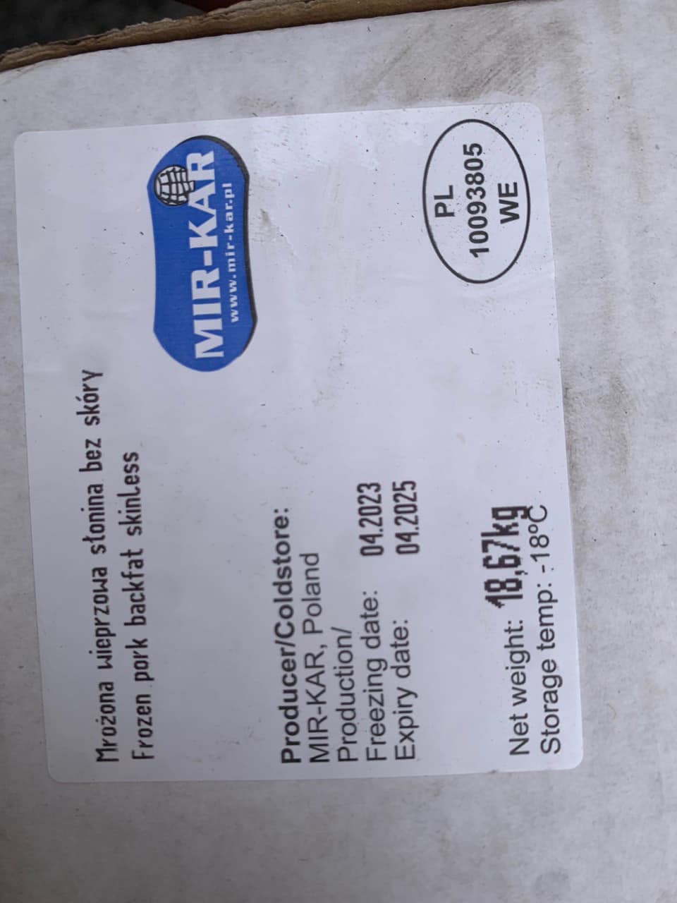 mỡ heo đông lạnh giá sỉ