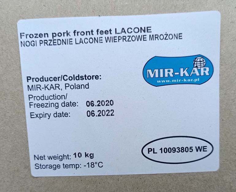 chân heo trước mir kar ba lan